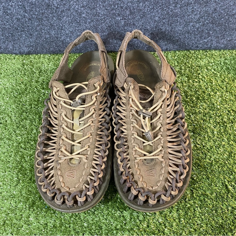 Keen Uneek Water Sandals Mens Size US 9 Brown Braided Bungee Cord Shoes